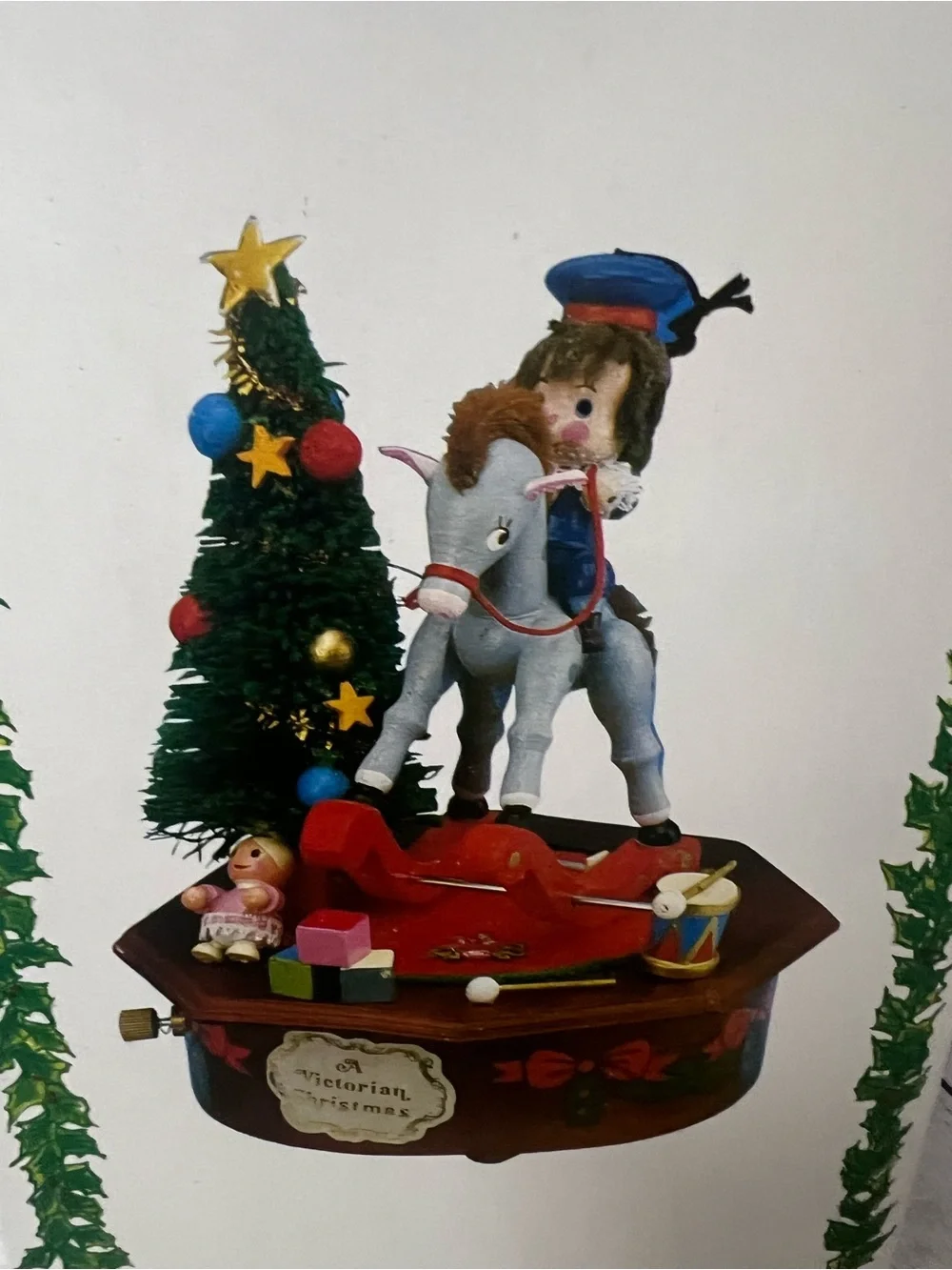Vintage Kurt Adler A Victorian Christmas Music Box Rocking Horse Animated WORKS